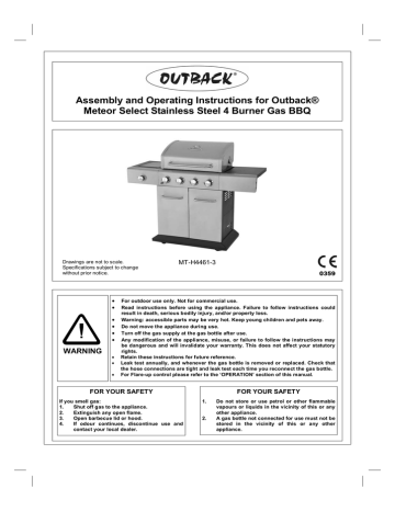 Assembly and Operating Instructions for Outback® Meteor Select | Manualzz