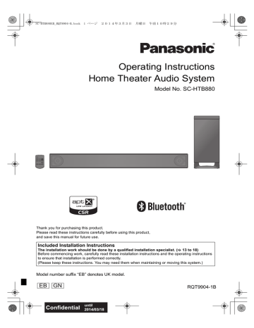 Panasonic SCHTB880EB, SCHTB880GN Operating instructions Panasonic SCHTB880EB, SCHTB880GN Operating instructions