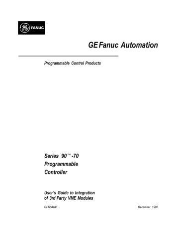 Series 90-70 PC User's Guide to Integration of 3rd Party VME | Manualzz Series 90-70 PC User's Guide to Integration of 3rd Party VME | Manualzz
