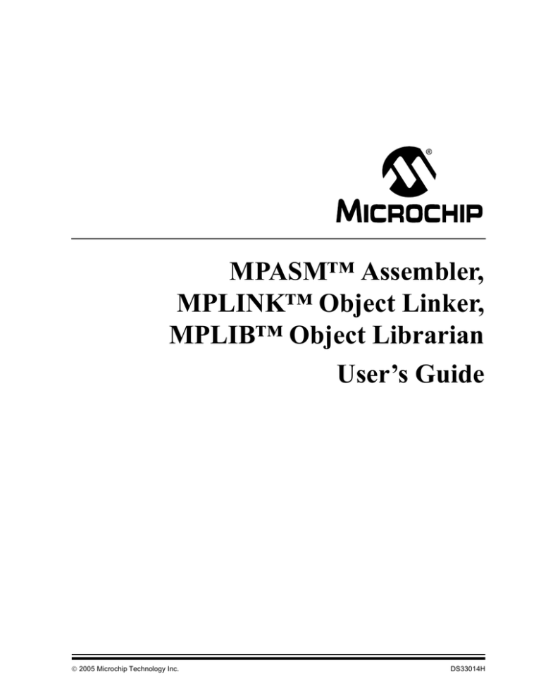 Assembler/Linker/Librarian User's Guide Assembler/Linker/Librarian User's Guide