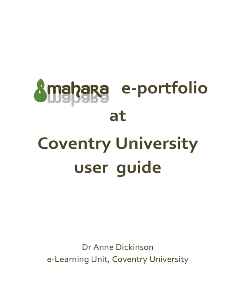e-portfolio at Coventry University user guide e-portfolio at Coventry University user guide
