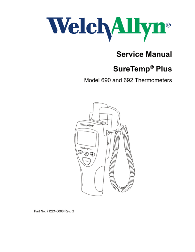 Welch Allyn SureTemp Plus REF 692, SureTemp Plus REF 690 User manual Welch Allyn SureTemp Plus REF 692, SureTemp Plus REF 690 User manual