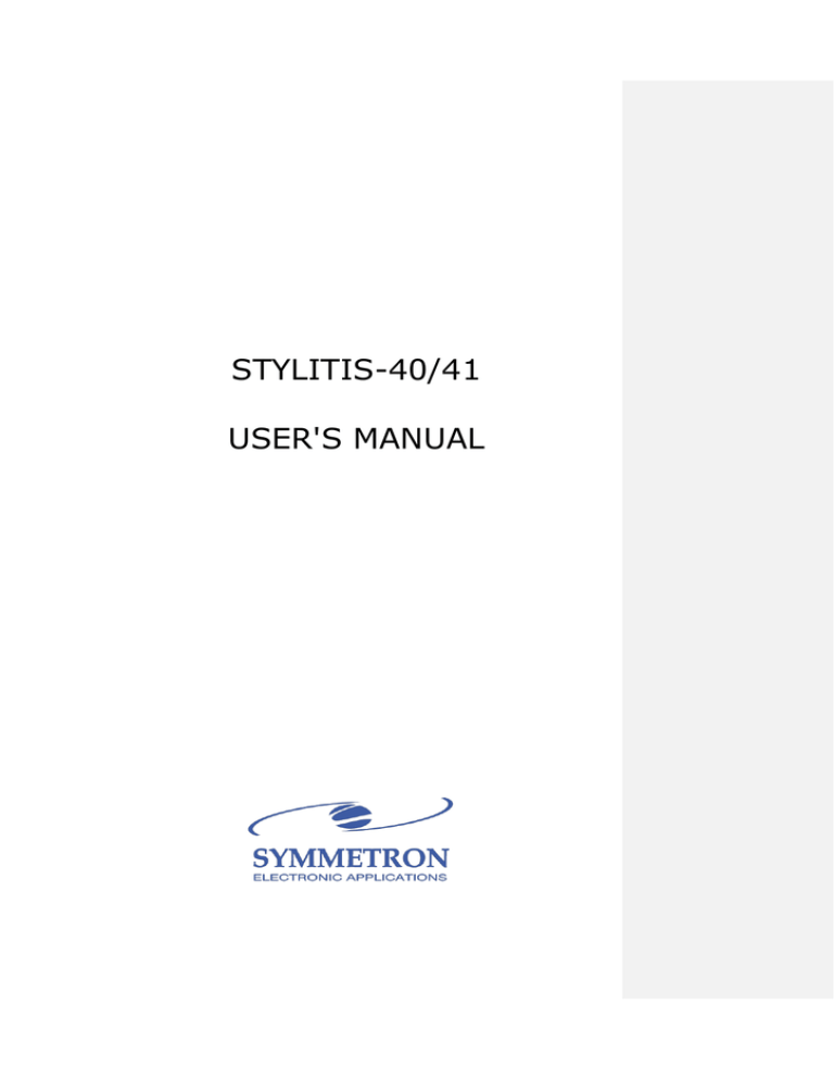 Stylitis-4x User Manual 02/05 Stylitis-4x User Manual 02/05