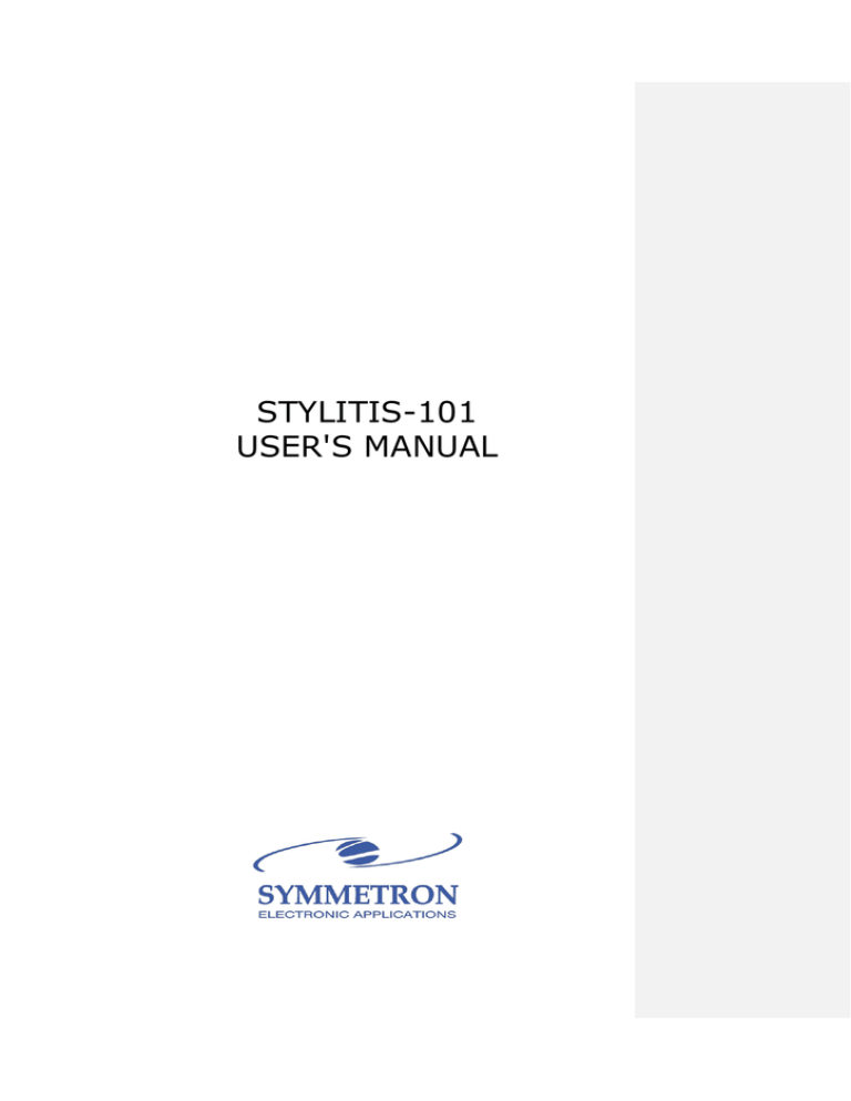 Stylitis-10x User Manual 07/03 Stylitis-10x User Manual 07/03