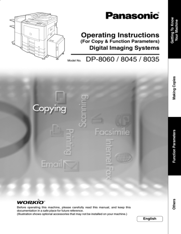 Operating Instructions Model No. DP-8060 / 8045 / 8035 Operating Instructions Model No. DP-8060 / 8045 / 8035