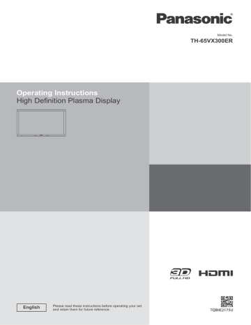 Operating Instructions High Definition Plasma Display Operating Instructions High Definition Plasma Display