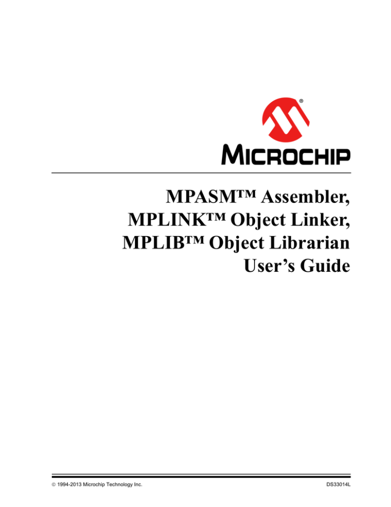 Assembler/Linker/Librarian User's Guide Assembler/Linker/Librarian User's Guide