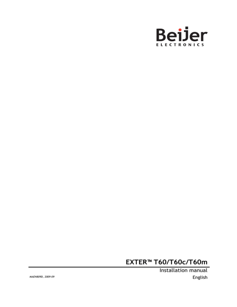 EXTER T60/T60c/T60m Installation Manual EXTER T60/T60c/T60m Installation Manual