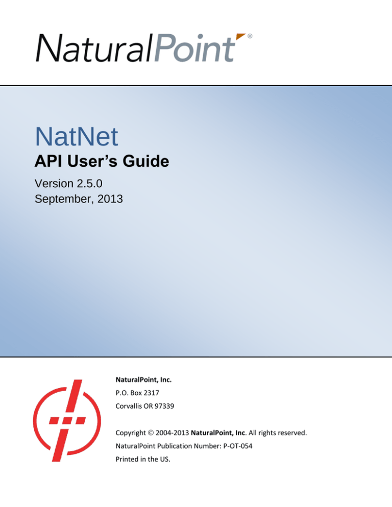 NatNet User's Guide NatNet User's Guide