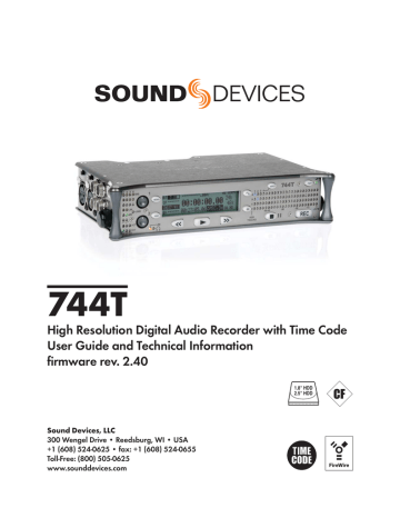 High Resolution Digital Audio Recorder with Time Code User Guide High Resolution Digital Audio Recorder with Time Code User Guide