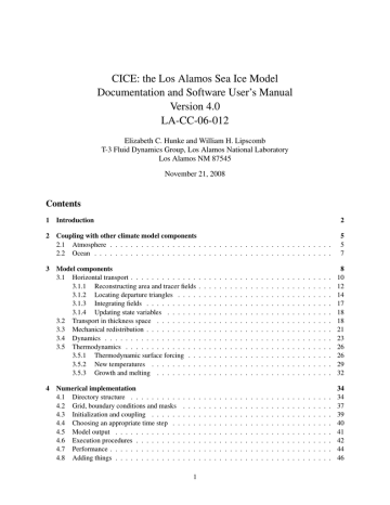 CICE: the Los Alamos Sea Ice Model Documentation and Software CICE: the Los Alamos Sea Ice Model Documentation and Software
