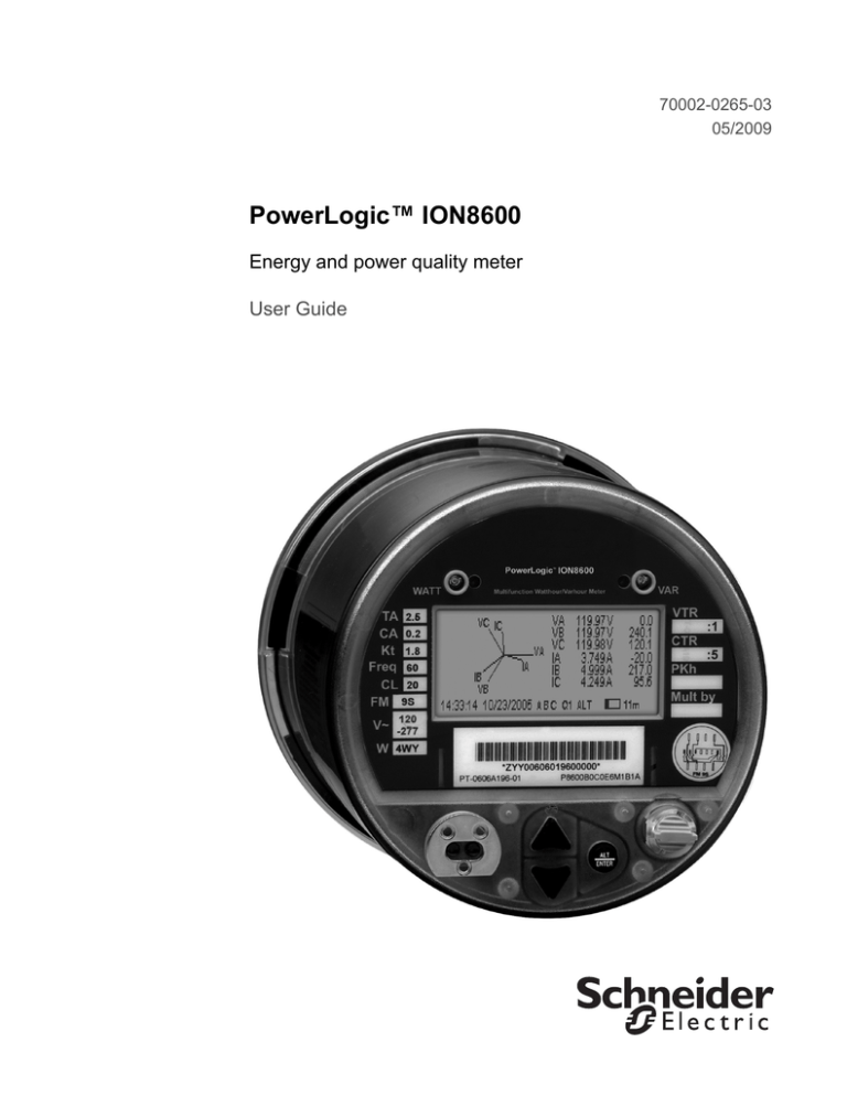 PowerLogic ION8600 User Guide PowerLogic ION8600 User Guide
