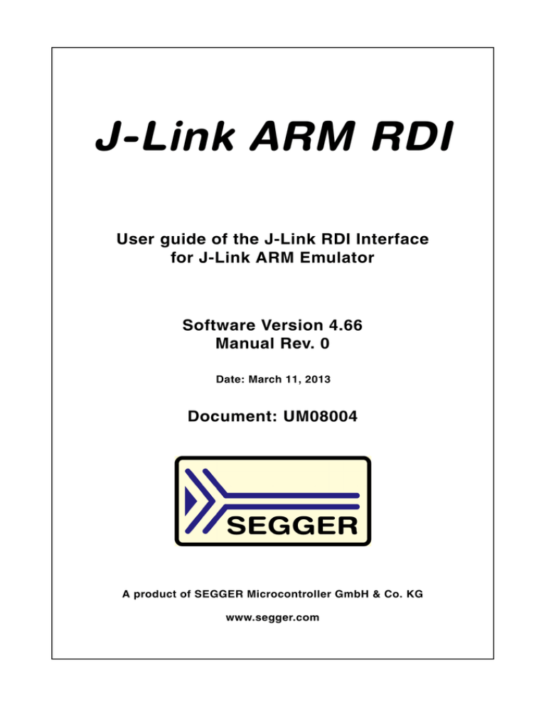 J-Link RDI User Guide J-Link RDI User Guide