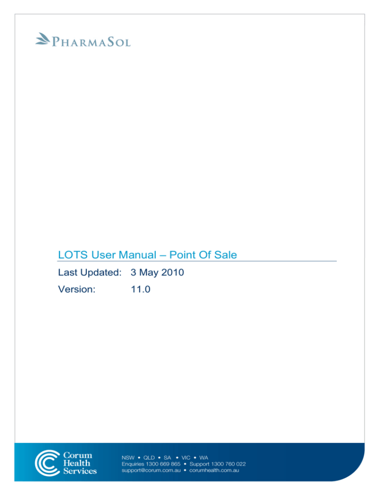 LOTS User Manual – Point Of Sale LOTS User Manual – Point Of Sale