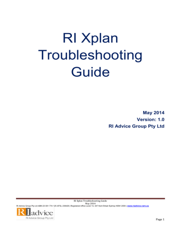 RI Xplan Troubleshooting Guide | Manualzz RI Xplan Troubleshooting Guide | Manualzz