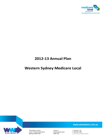 Medicare Local Annual Plan template and user guide Medicare Local Annual Plan template and user guide