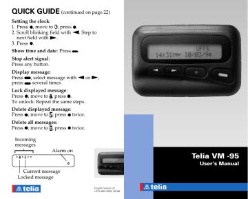 Telia VM -95 User's Manual 95-06 Telia VM -95 User's Manual 95-06