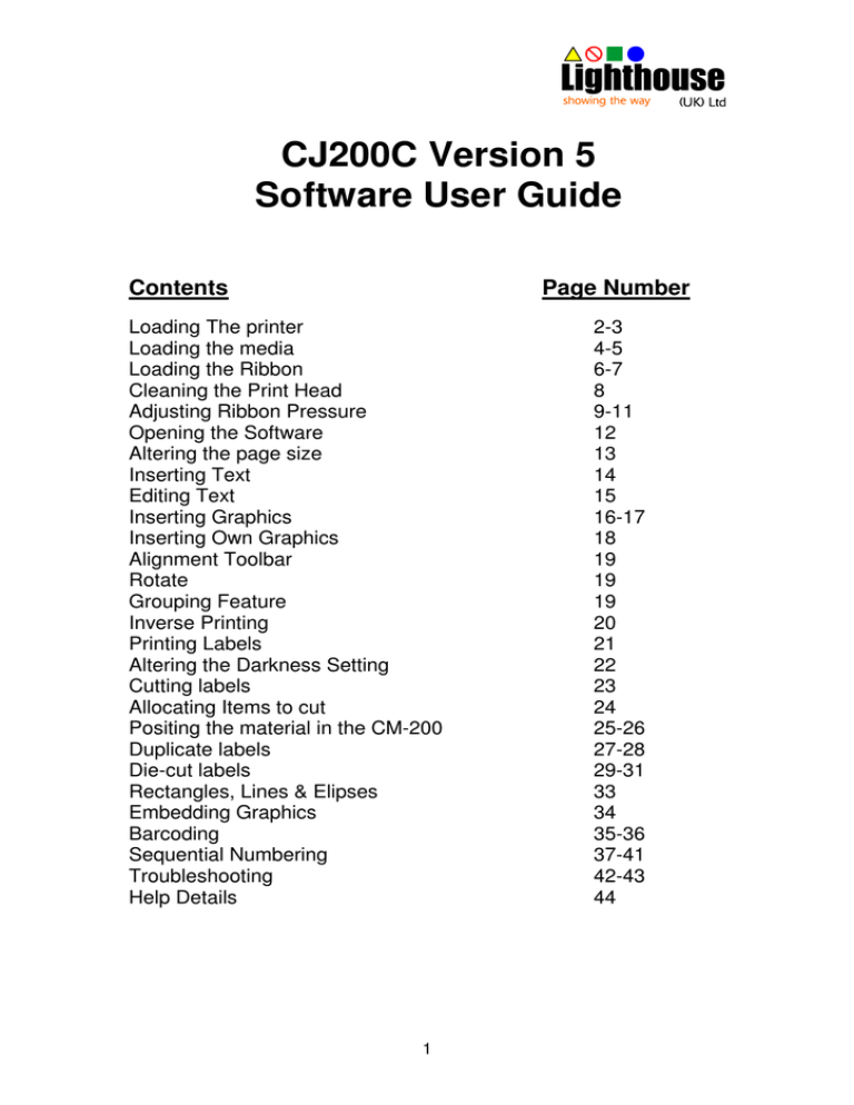 CJ200C Version 5 Software User Guide CJ200C Version 5 Software User Guide