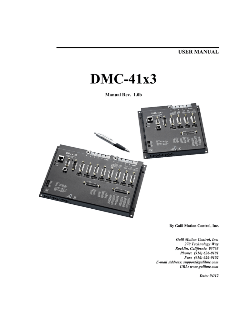 DMC-41x3 User Manual - Ultra Sistemas de Controle DMC-41x3 User Manual - Ultra Sistemas de Controle