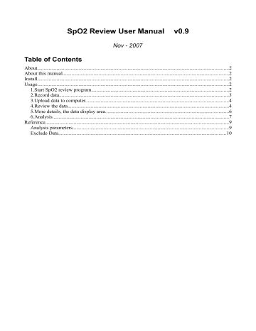 SpO2 Review User Manual v0.9 SpO2 Review User Manual v0.9
