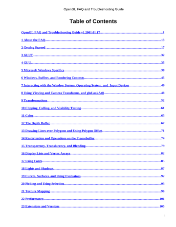 OpenGL FAQ and Troubleshooting Guide OpenGL FAQ and Troubleshooting Guide