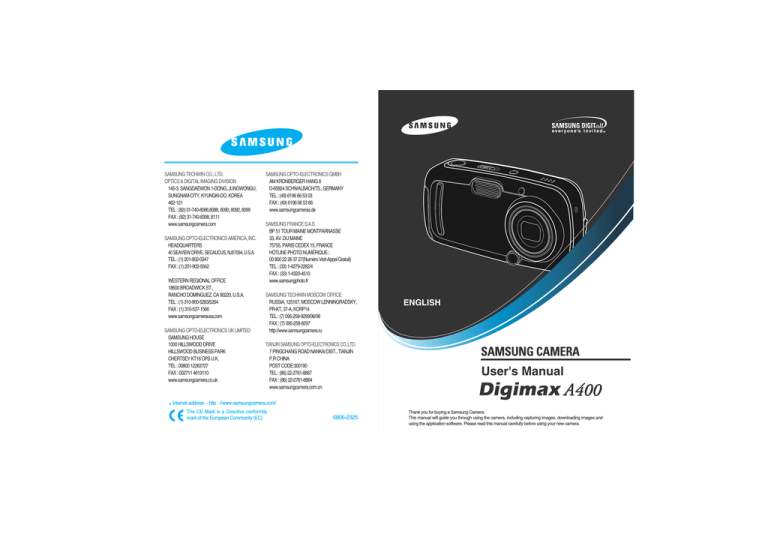 Samsung DIGIMAX A400, DIGIMAX UCA 501, KENOX CYBER 410 User manual Samsung DIGIMAX A400, DIGIMAX UCA 501, KENOX CYBER 410 User manual