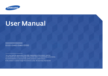 Samsung ED46D User manual | Manualzz