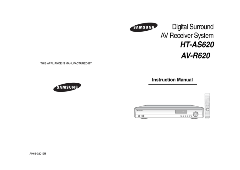 Samsung HT-AS620, AV-R620 User manual Samsung HT-AS620, AV-R620 User manual