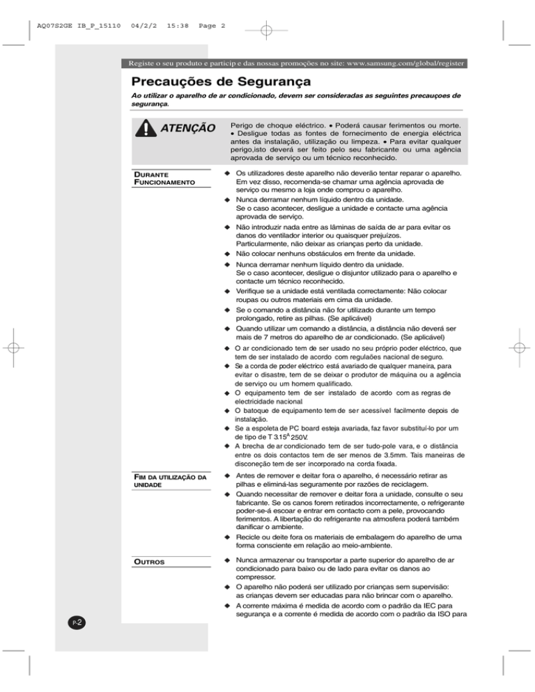 Samsung AW24P1D, AW09P1B, AW18P1D, AW18P1B, AW24P1B, AW09P1E, AW12P1B, AW12P1C, AW18P1C User manual Samsung AW24P1D, AW09P1B, AW18P1D, AW18P1B, AW24P1B, AW09P1E, AW12P1B, AW12P1C, AW18P1C User manual