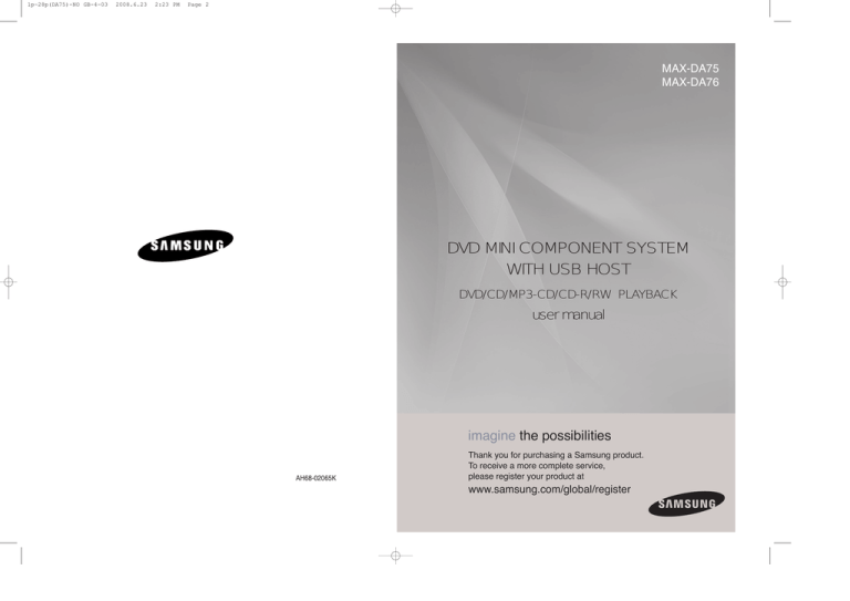 Samsung MAX-DA75, MAX-DA79, MAX-DA76 User manual Samsung MAX-DA75, MAX-DA79, MAX-DA76 User manual