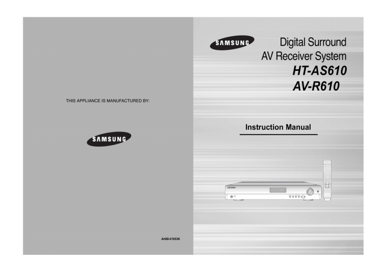 Samsung HT-AS610 User manual Samsung HT-AS610 User manual