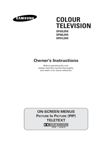 Samsung SP-61L2HX, SP-50L2HX, SP43L2HX, SP50L2HX User manual Samsung SP-61L2HX, SP-50L2HX, SP43L2HX, SP50L2HX User manual