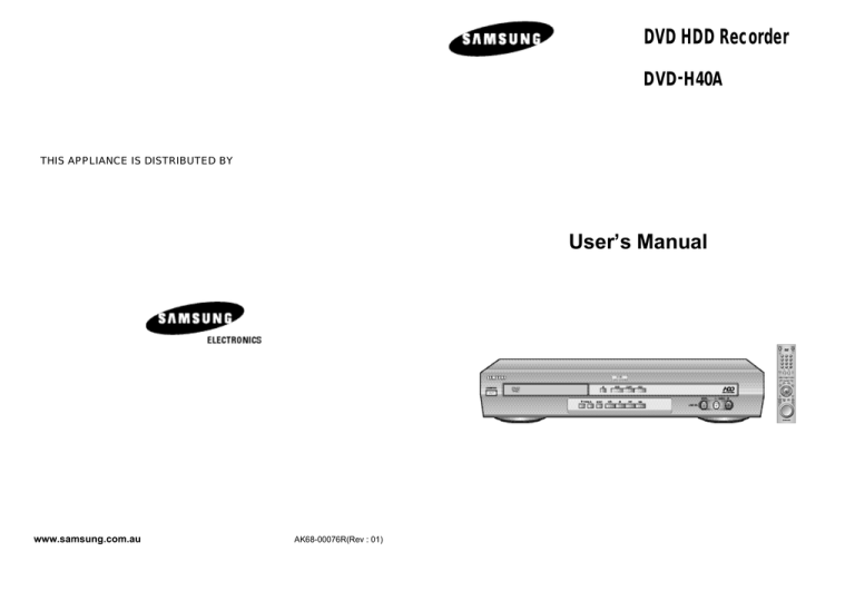 Samsung DVD-H40A User manual Samsung DVD-H40A User manual