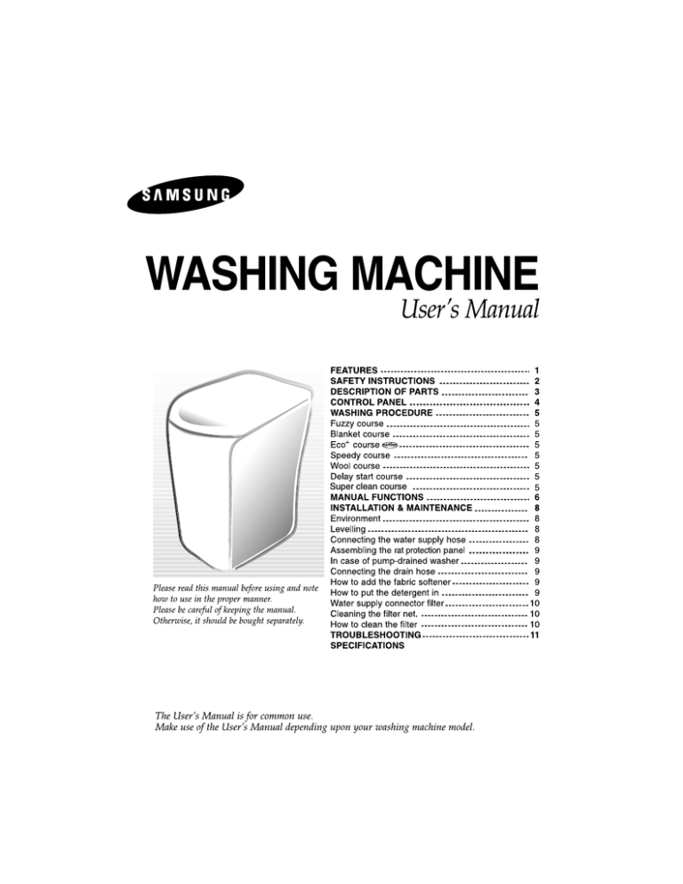 Samsung WA80P1B User manual Samsung WA80P1B User manual