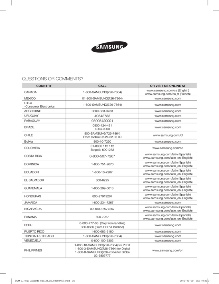 Samsung AM007FN1DCH/AA User manual Samsung AM007FN1DCH/AA User manual