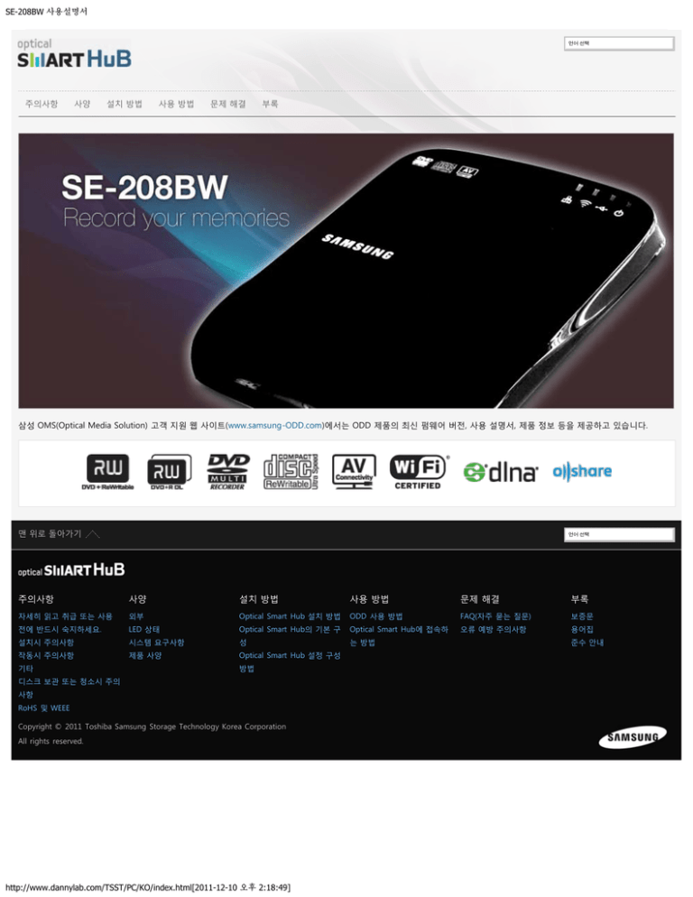 Samsung SE-208BW User manual Samsung SE-208BW User manual