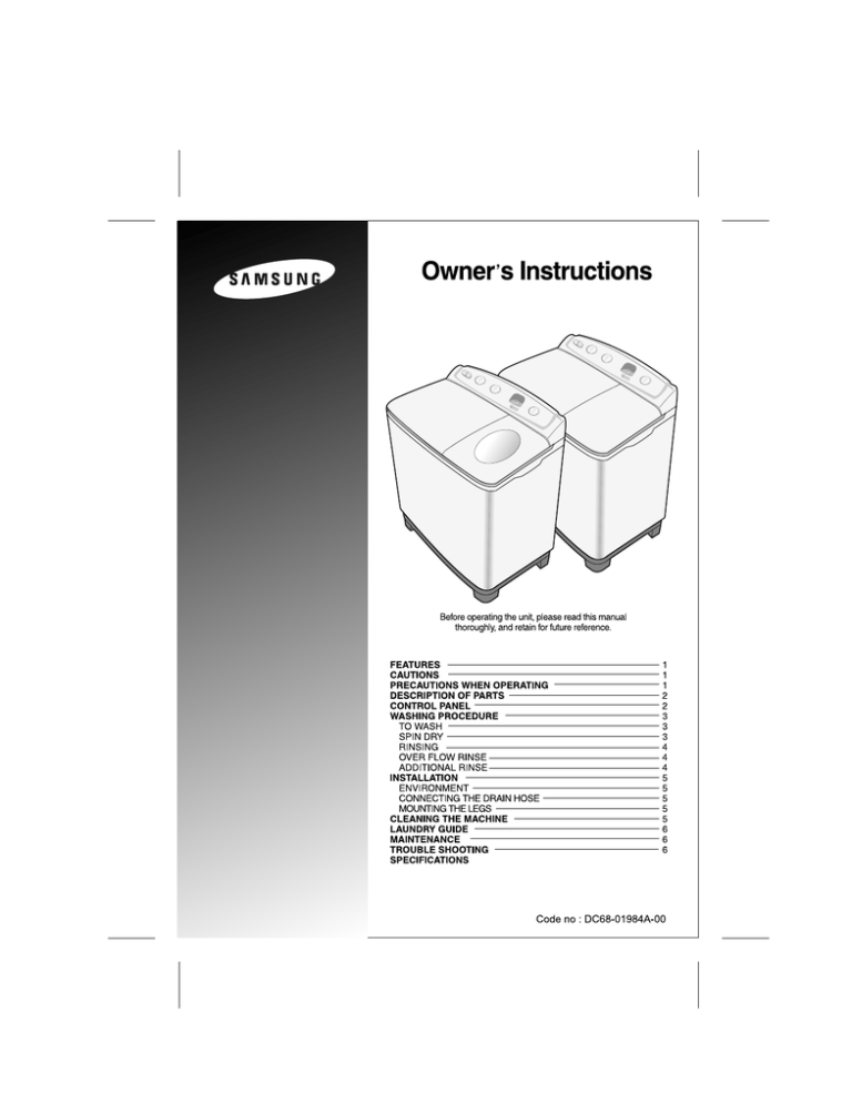 Samsung WT75C33 User manual Samsung WT75C33 User manual