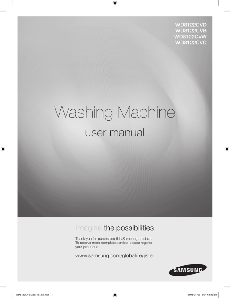 Samsung WD8122CVB/XST, WD8122CVW/XST User manual Samsung WD8122CVB/XST, WD8122CVW/XST User manual