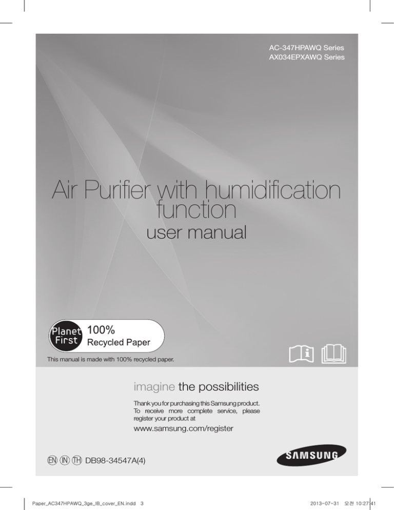 Samsung AC-347HPAWQ/TS, AX034EPXAWQ/SE User manual Samsung AC-347HPAWQ/TS, AX034EPXAWQ/SE User manual
