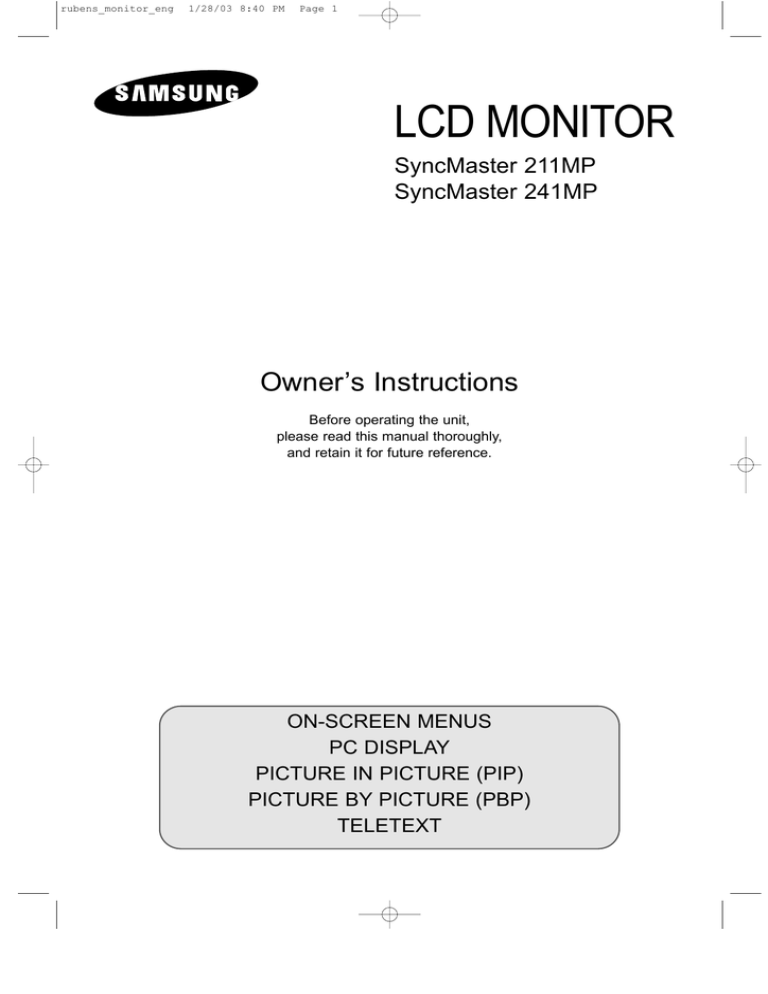 Samsung 211MP User manual Samsung 211MP User manual