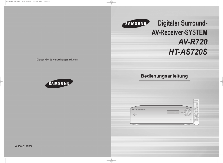 Samsung HT-AS720, AV-R720 User manual Samsung HT-AS720, AV-R720 User manual