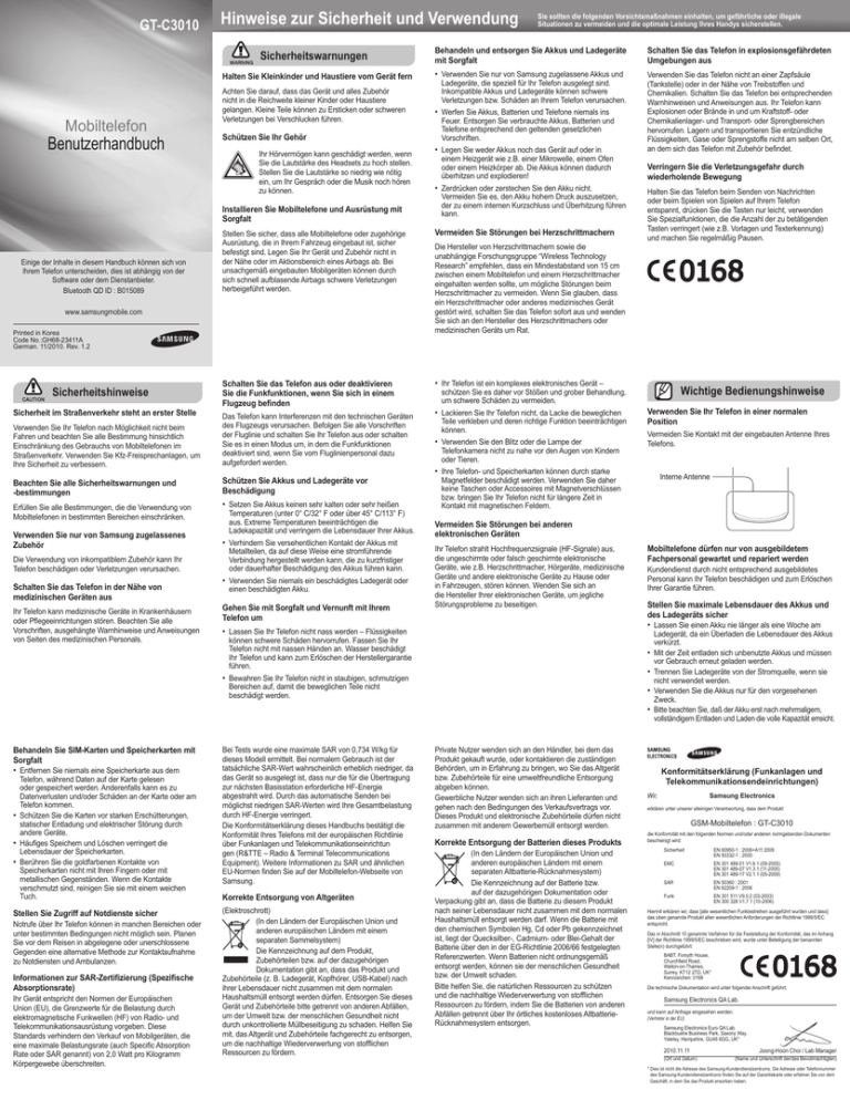 Samsung GT-C3010 User manual Samsung GT-C3010 User manual