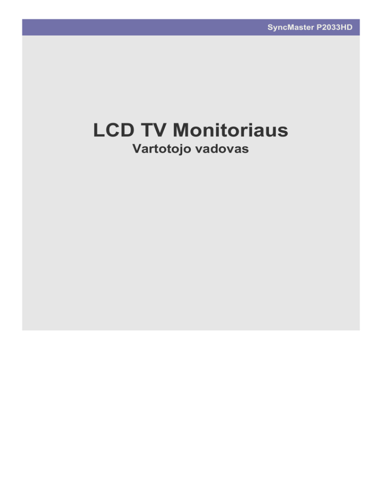 Samsung 2033HD User manual Samsung 2033HD User manual