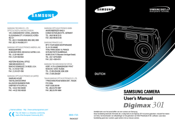 Samsung Digimax 301 Handleiding | Manualzz Samsung Digimax 301 Handleiding | Manualzz