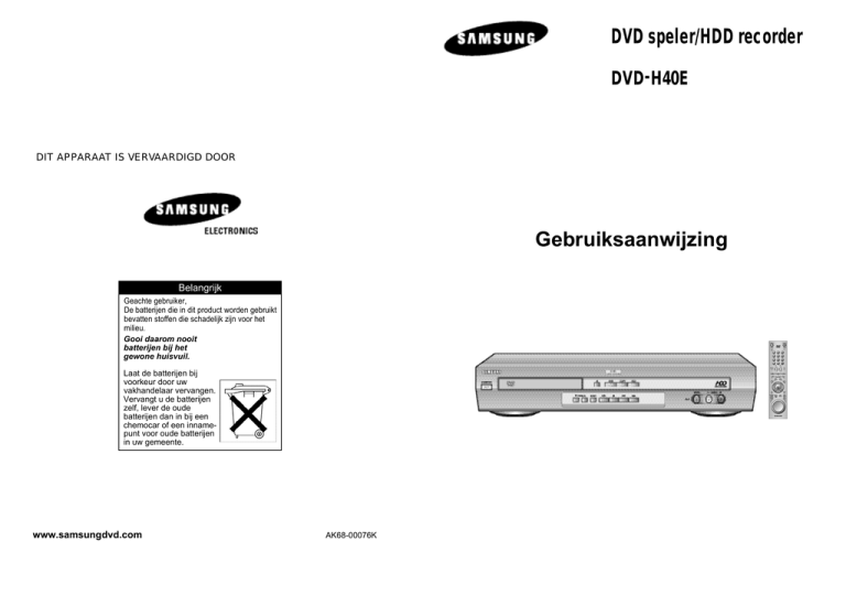 Samsung DVD-H40E User manual Samsung DVD-H40E User manual