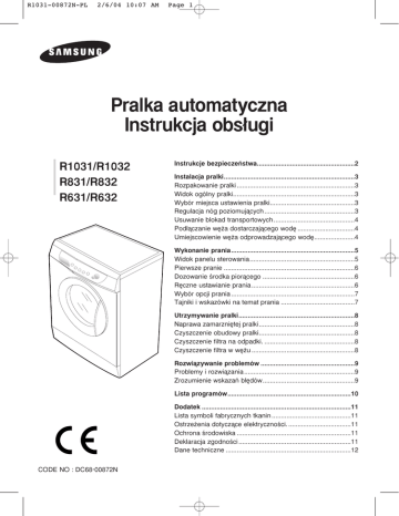 Samsung R831, R1031 Owner's manual Samsung R831, R1031 Owner's manual