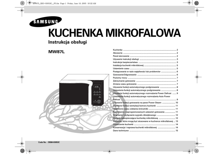Samsung MW87L-S User manual Samsung MW87L-S User manual
