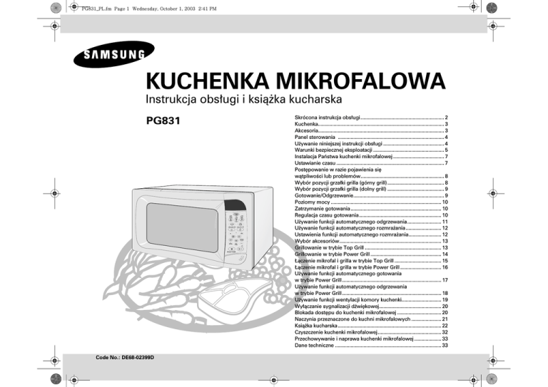 Samsung PG831 User manual Samsung PG831 User manual