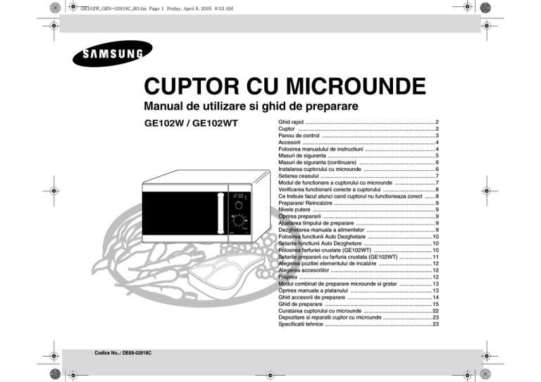 Samsung GE102W User manual Samsung GE102W User manual