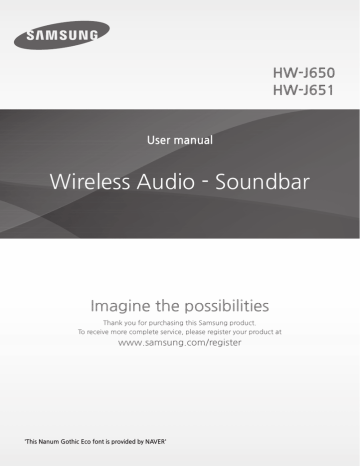 Samsung HW-J651 User's manual Samsung HW-J651 User's manual